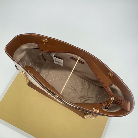 Michael Kors Large X Chain Shoulder Tote Bag & Trifold Wallet Vanilla - Picture 10 of 13